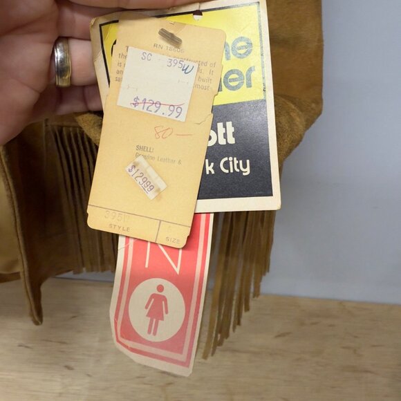 Schott NYC Western Suede Fringe Jacket Women's Sz 6 SML New w Tags Made In USA - Picture 14 of 16